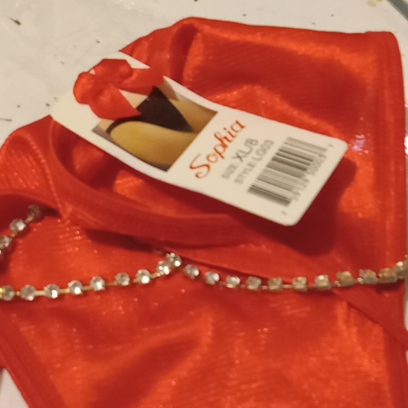 Sophia- Red Satin Crystal Gem T-String/Thong-XL/8 - Picture 5 of 5